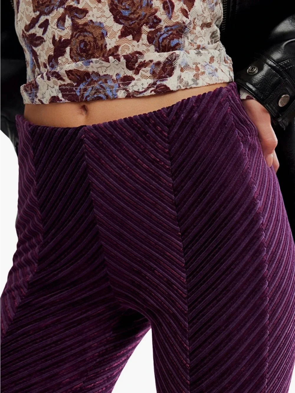 Free People Pull on Flare Pants Deep Plum Sz. S New